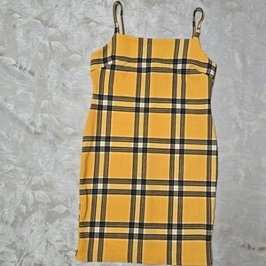 Almost Famous Yellow Plaid Mini Dress Checkered Size XL Cabincore Academy Preppy